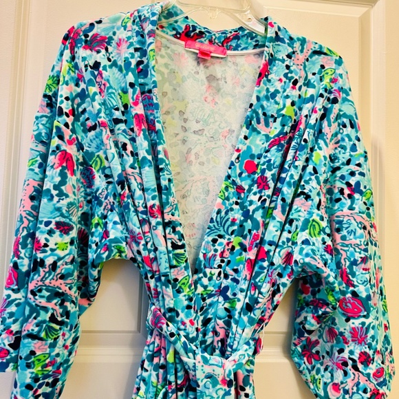 Lilly Pulitzer  Elaine Velour Midi Kimono Robe, L/XL - Picture 3 of 6